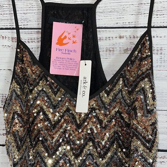 Ark & Co Dress Womens size Small All over sequins zigzag mini party New - Picture 5 of 10